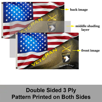 101st Airborne Field Artillery Veteran stars and stripes flag 3x5ft banner man cave