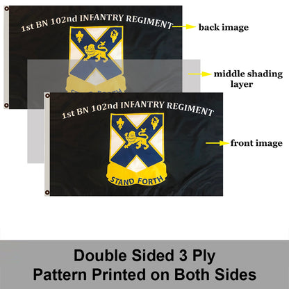 1st BN 102nd Infantry Regiment Stand Forth flag 3x5ft banner man cave