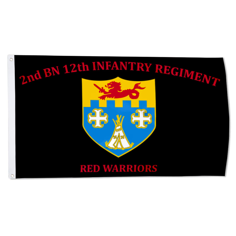 2nd BN 12th Infantry Regiment Red Warriors flag 3x5ft banner man cave