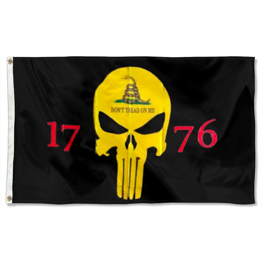 1776 Punisher Skull 1776 Black flag 3x5ft banner man cave