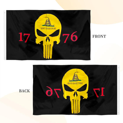 1776 Punisher Skull 1776 Black flag 3x5ft banner man cave