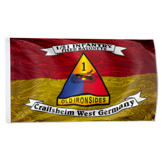 1AD 1/51 INFANTRY fixed bayonets Crailsheim West Germany Old Ironsides flag 3x5ft banner man cave