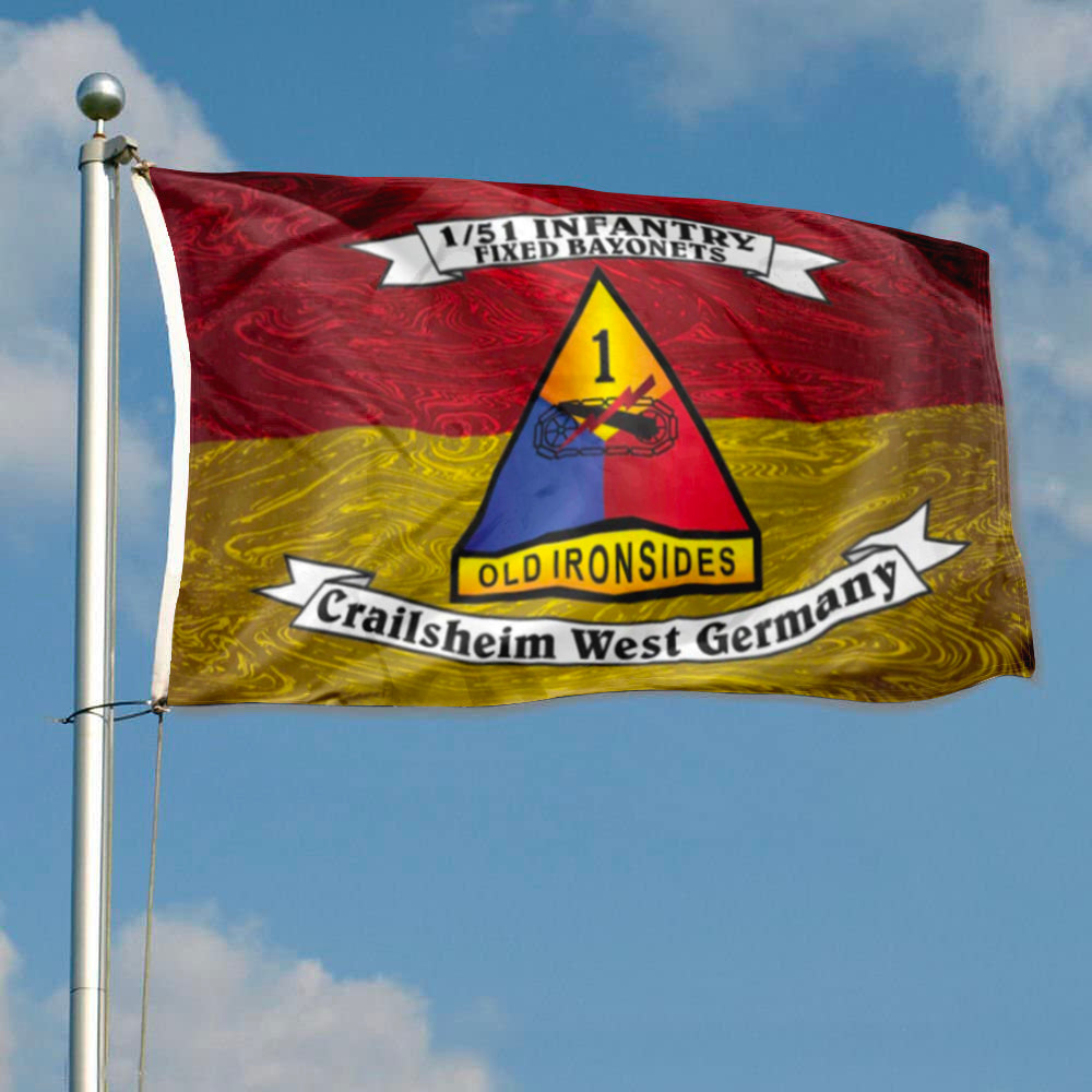 1AD 1/51 INFANTRY fixed bayonets Crailsheim West Germany Old Ironsides flag 3x5ft banner man cave
