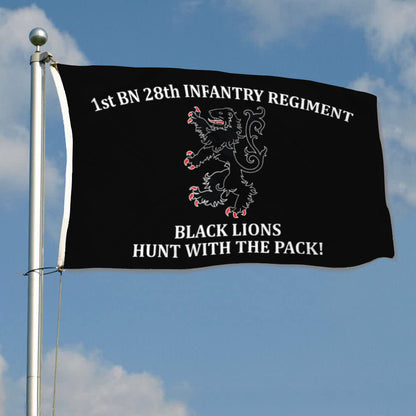 1st BN 28th Infantry Regiment Black Lions flag 3x5ft banner man cave