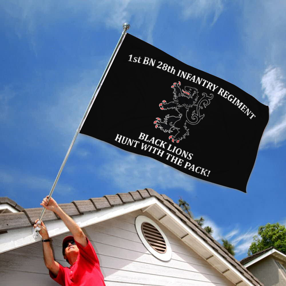 1st BN 28th Infantry Regiment Black Lions flag 3x5ft banner man cave