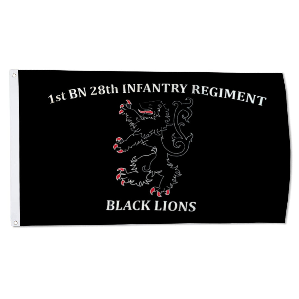 1st BN 28th Infantry Regiment Black Lions flag 3x5ft banner man cave 2