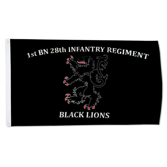 1st BN 28th Infantry Regiment Black Lions flag 3x5ft banner man cave 2
