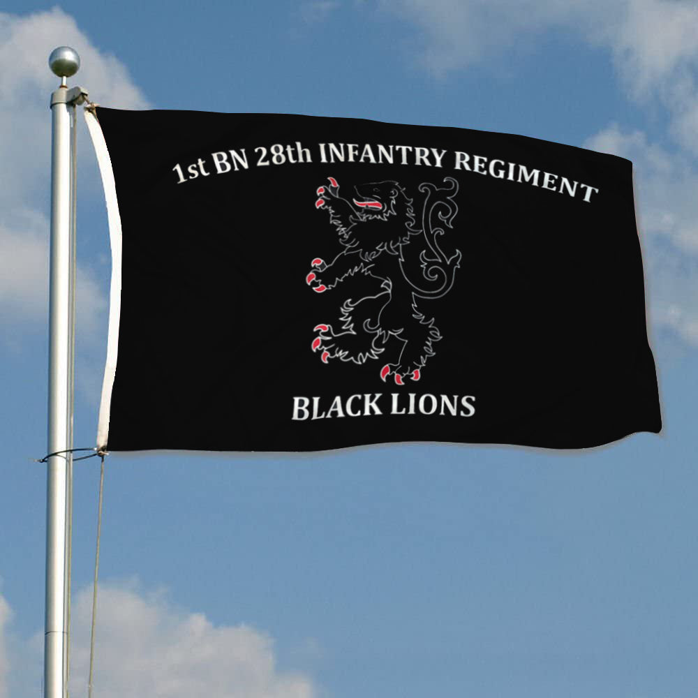 1st BN 28th Infantry Regiment Black Lions flag 3x5ft banner man cave 2