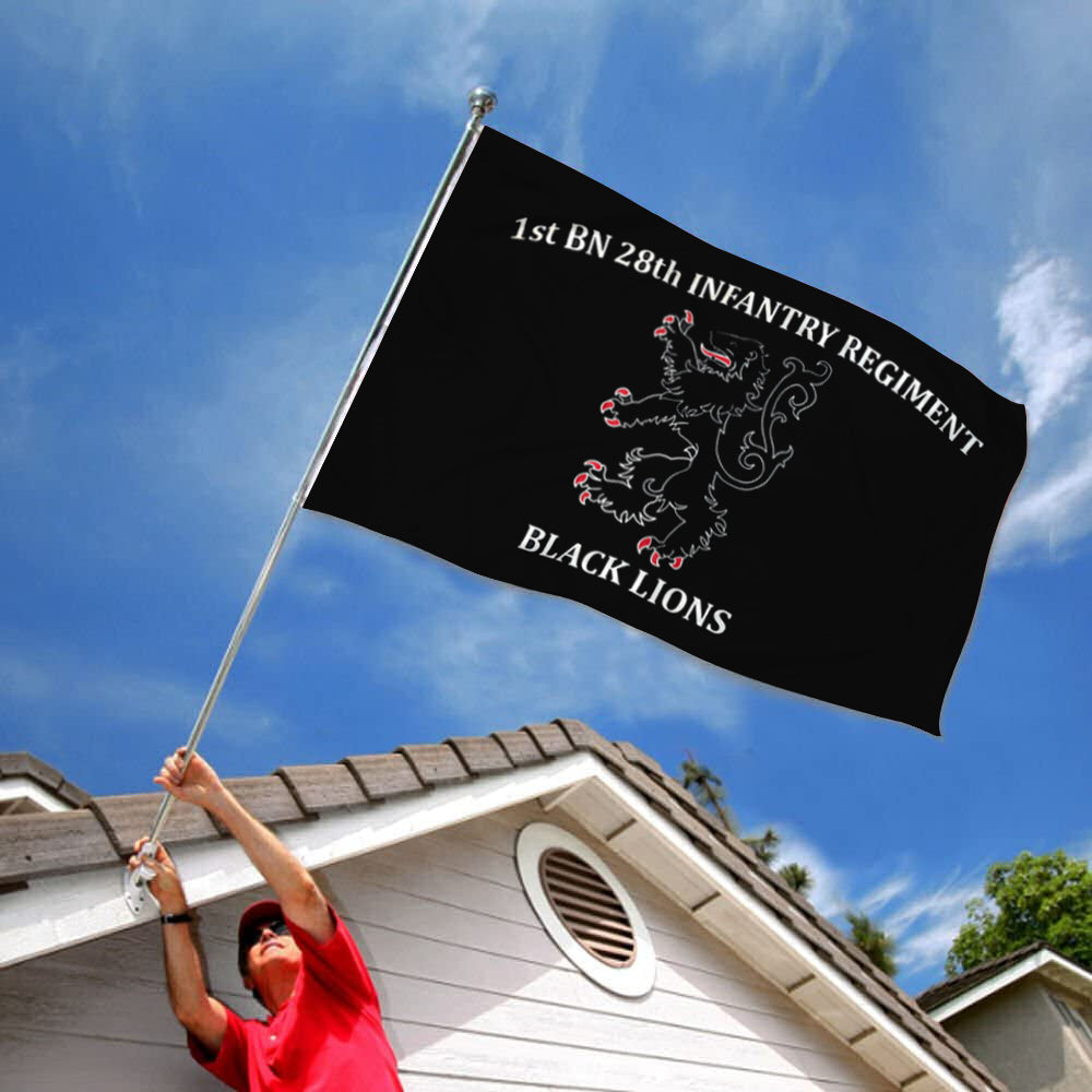 1st BN 28th Infantry Regiment Black Lions flag 3x5ft banner man cave 2