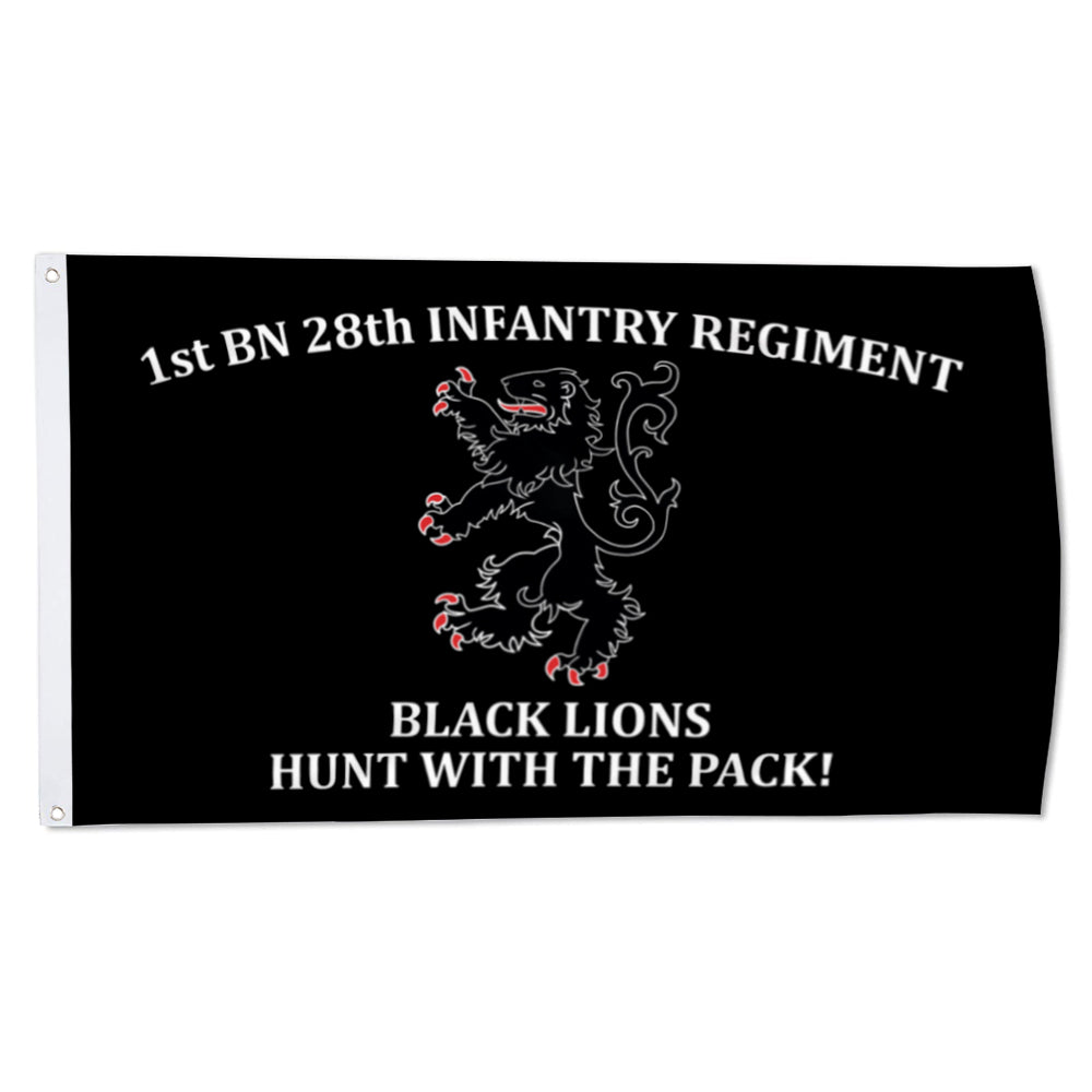 1st BN 28th Infantry Regiment Black Lions flag 3x5ft banner man cave