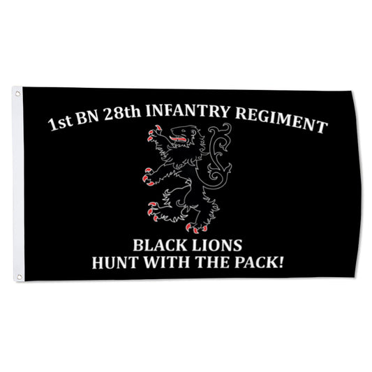 1st BN 28th Infantry Regiment Black Lions flag 3x5ft banner man cave