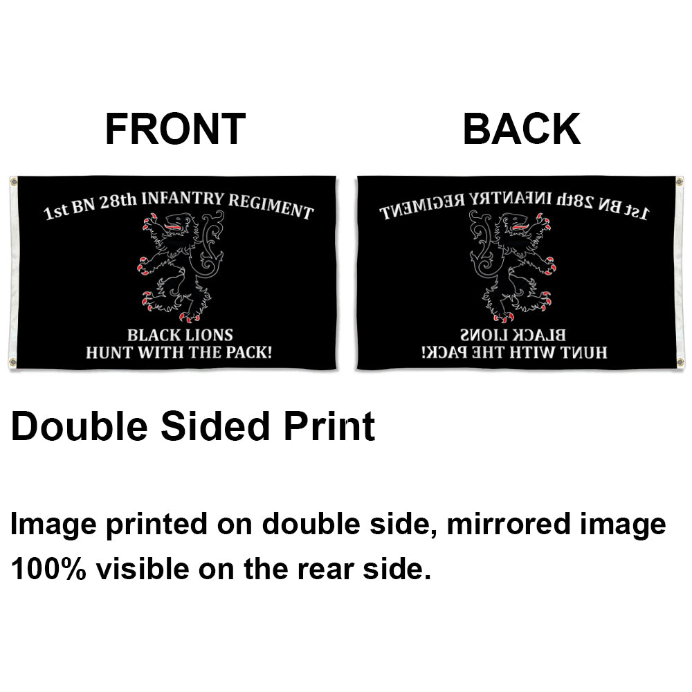 1st BN 28th Infantry Regiment Black Lions flag 3x5ft banner man cave