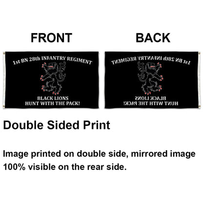 1st BN 28th Infantry Regiment Black Lions flag 3x5ft banner man cave