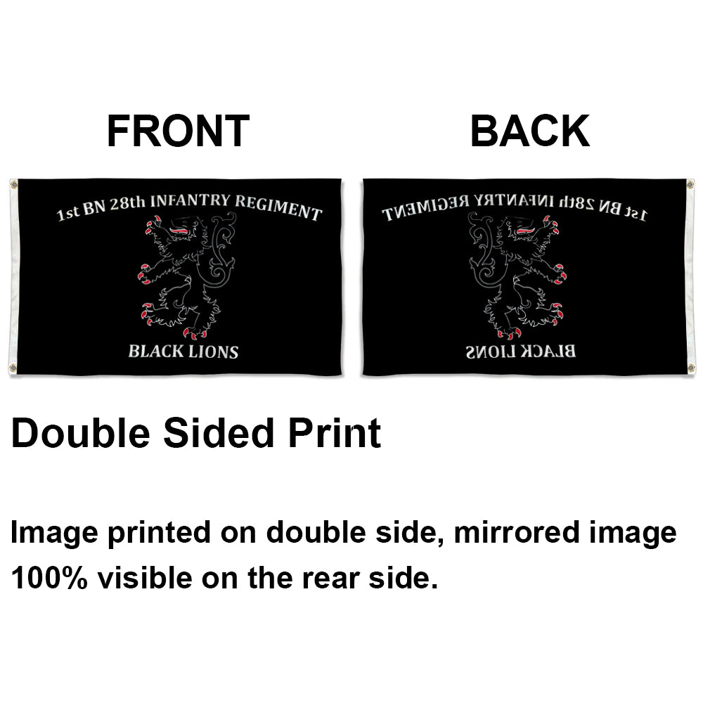 1st BN 28th Infantry Regiment Black Lions flag 3x5ft banner man cave 2