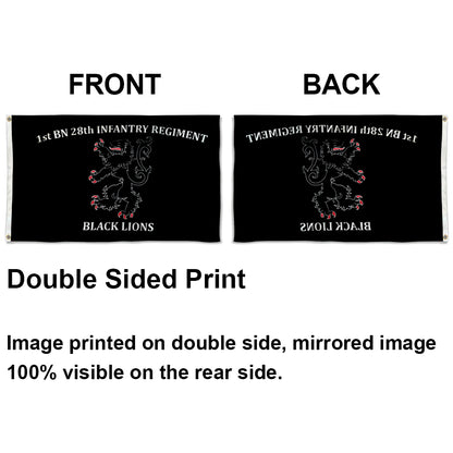 1st BN 28th Infantry Regiment Black Lions flag 3x5ft banner man cave 2