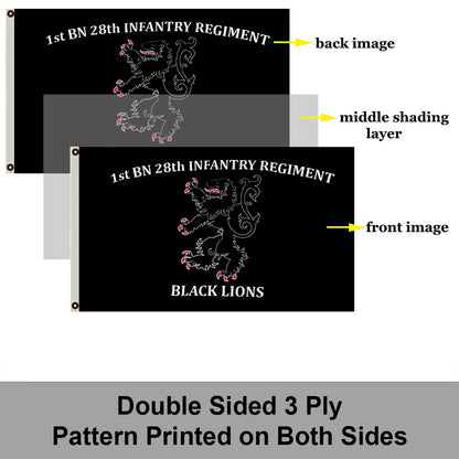 1st BN 28th Infantry Regiment Black Lions flag 3x5ft banner man cave 2
