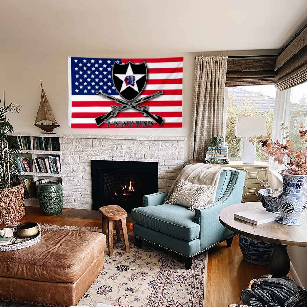 2nd Infantry Division flag 3x5ft banner man cave