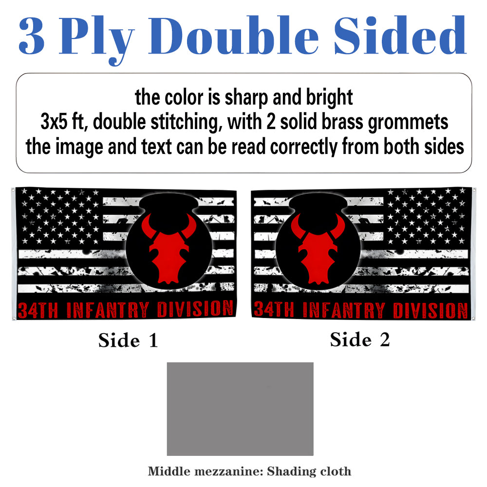 34th Infantry Division flag 3x5ft banner man cave