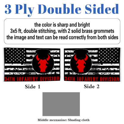 34th Infantry Division flag 3x5ft banner man cave