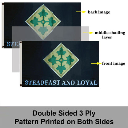 4th Infantry Division Steadfast And Loyal flag 3x5ft banner man cave