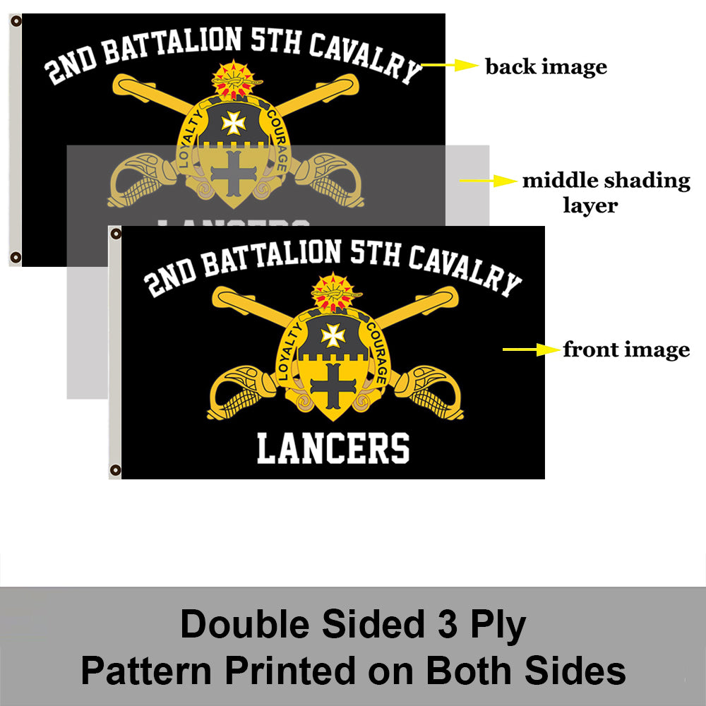 5th Cavalry 2nd Battalion Lancers flag 3x5ft banner man cave