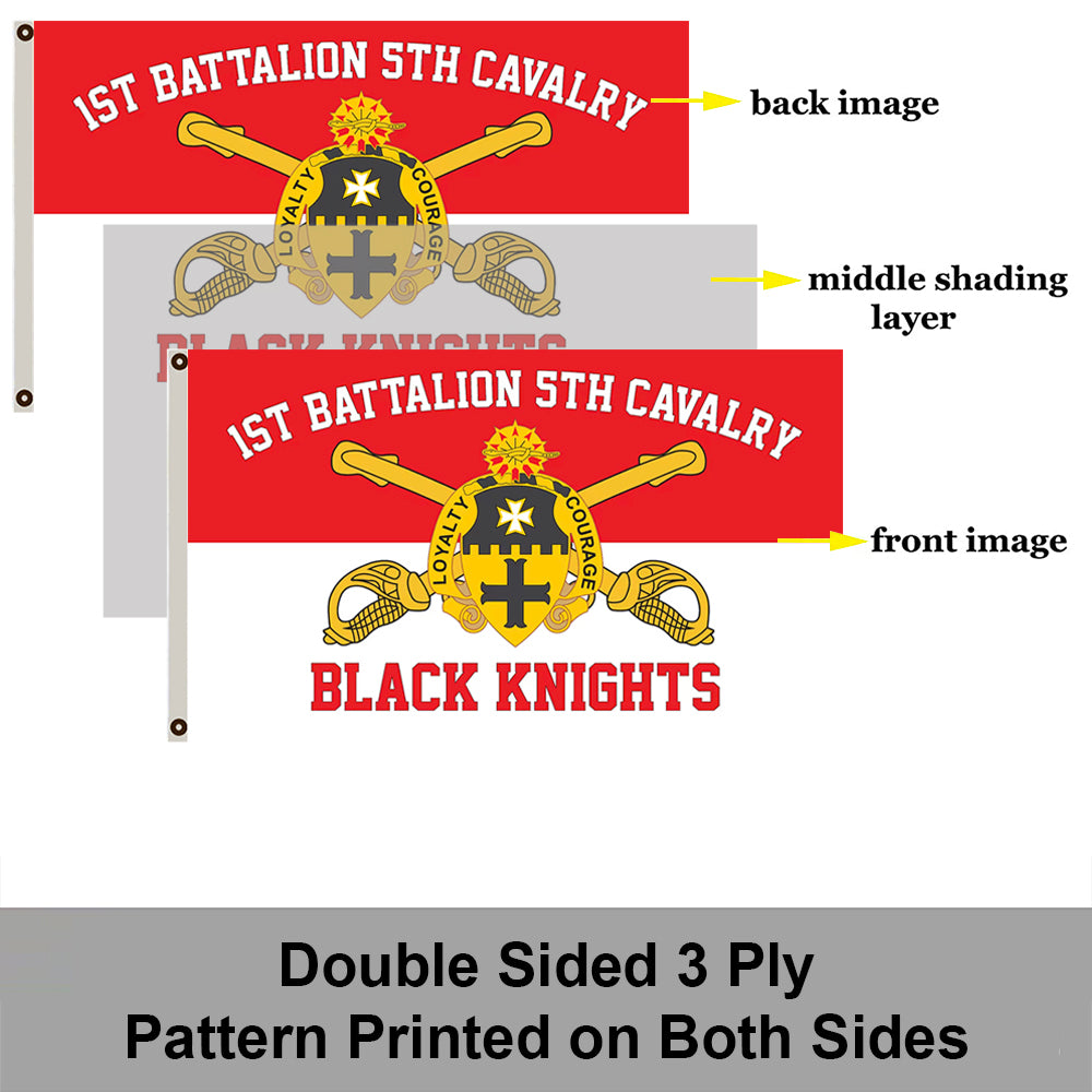 5th Cavalry 1st Battalion flag Black Knights flags 3x5ft banner man cave