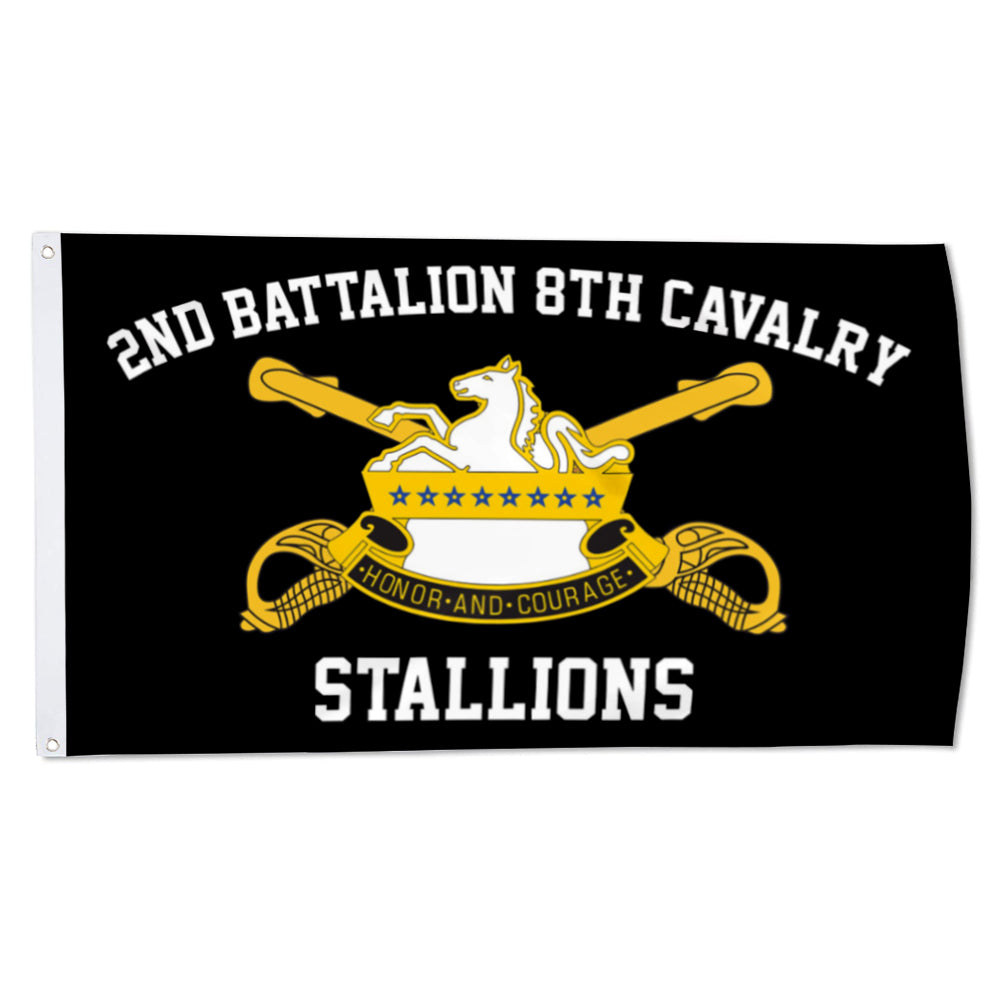 8th Cavalry flag 2nd Stallions black flags 3x5ft banner man cave