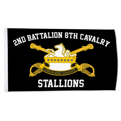 8th Cavalry flag 2nd Stallions black flags 3x5ft banner man cave