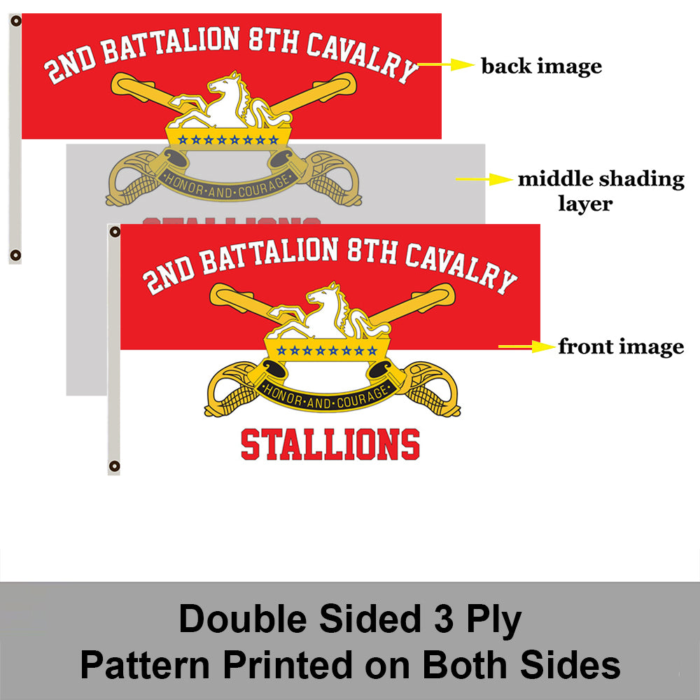 8th Cavalry flag 2nd Battalion red flags 3x5ft banner man cave
