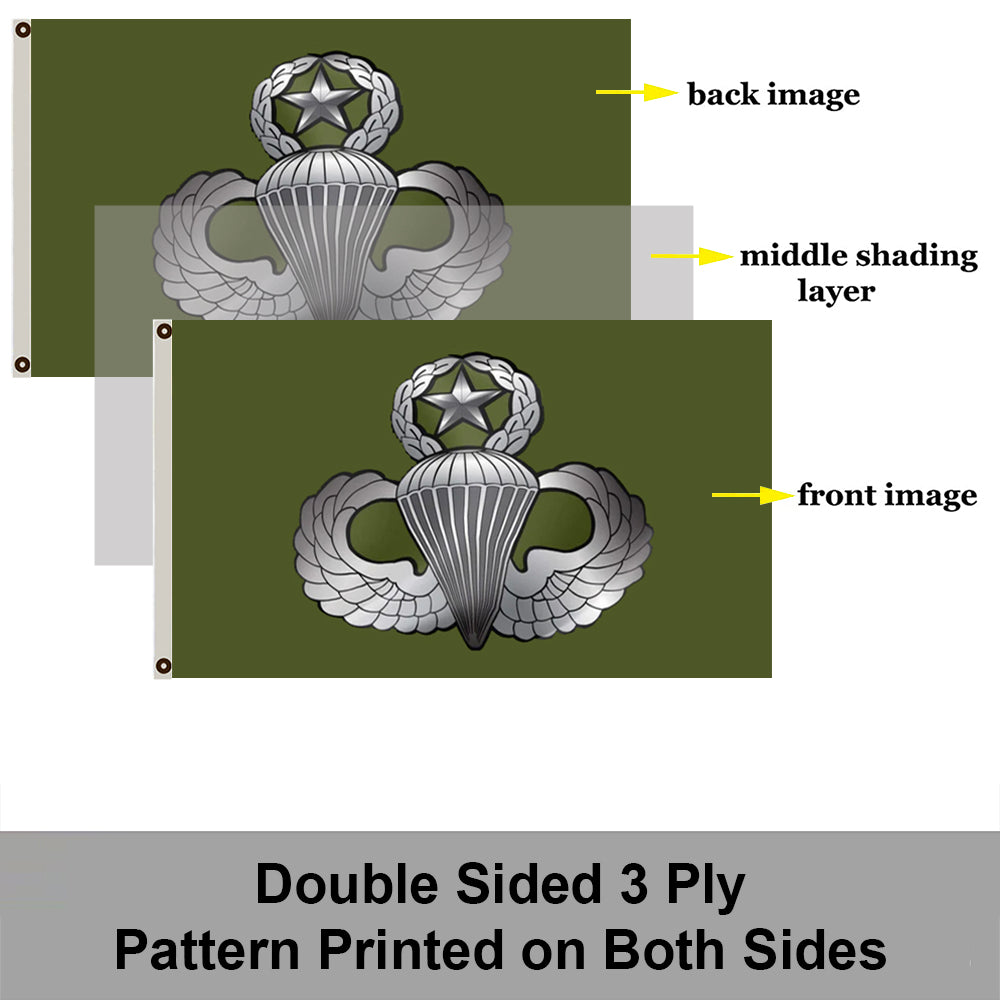 AIRBORNE WINGS (MASTER) OD GREEN flag 3x5ft banner man cave