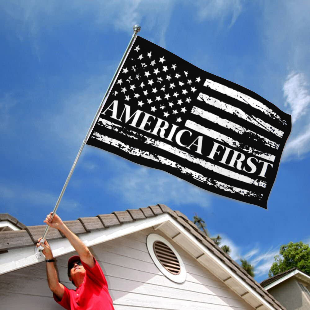 America First USA Distressed Black White flag 3x5ft banner man cave