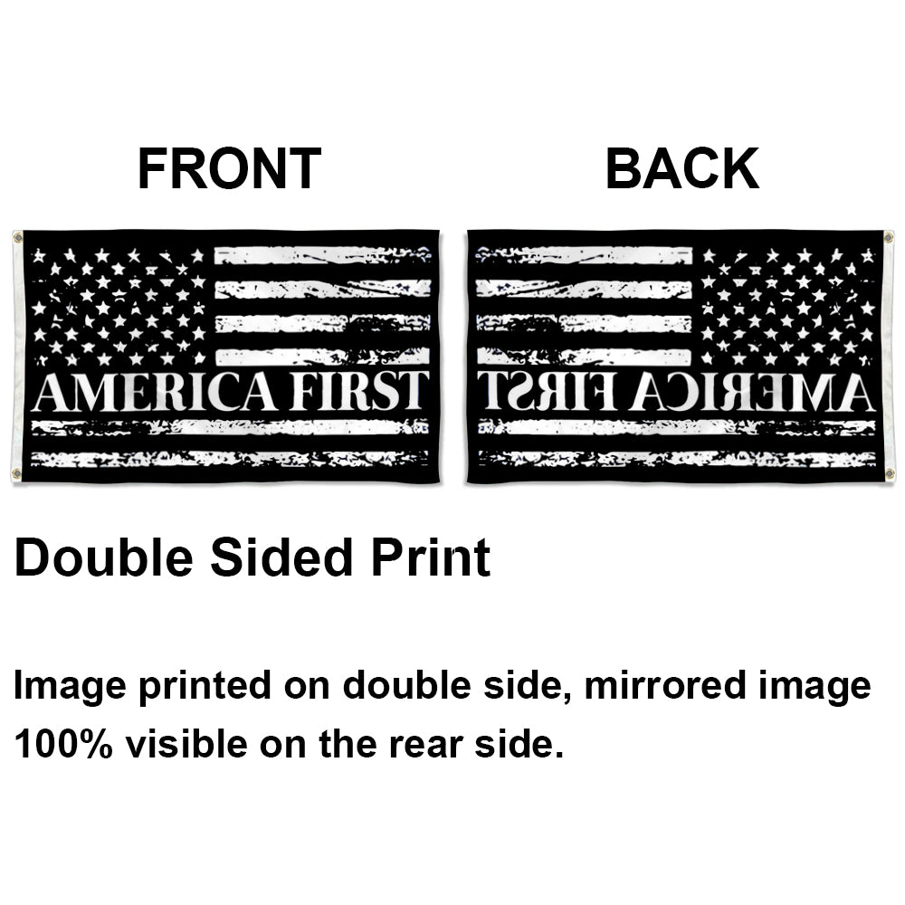 America First USA Distressed Black White flag 3x5ft banner man cave