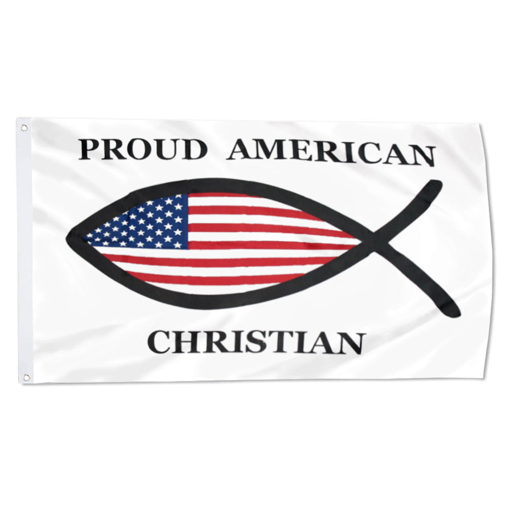American Proud Christian Fish Jesus flag 3x5ft banner man cave