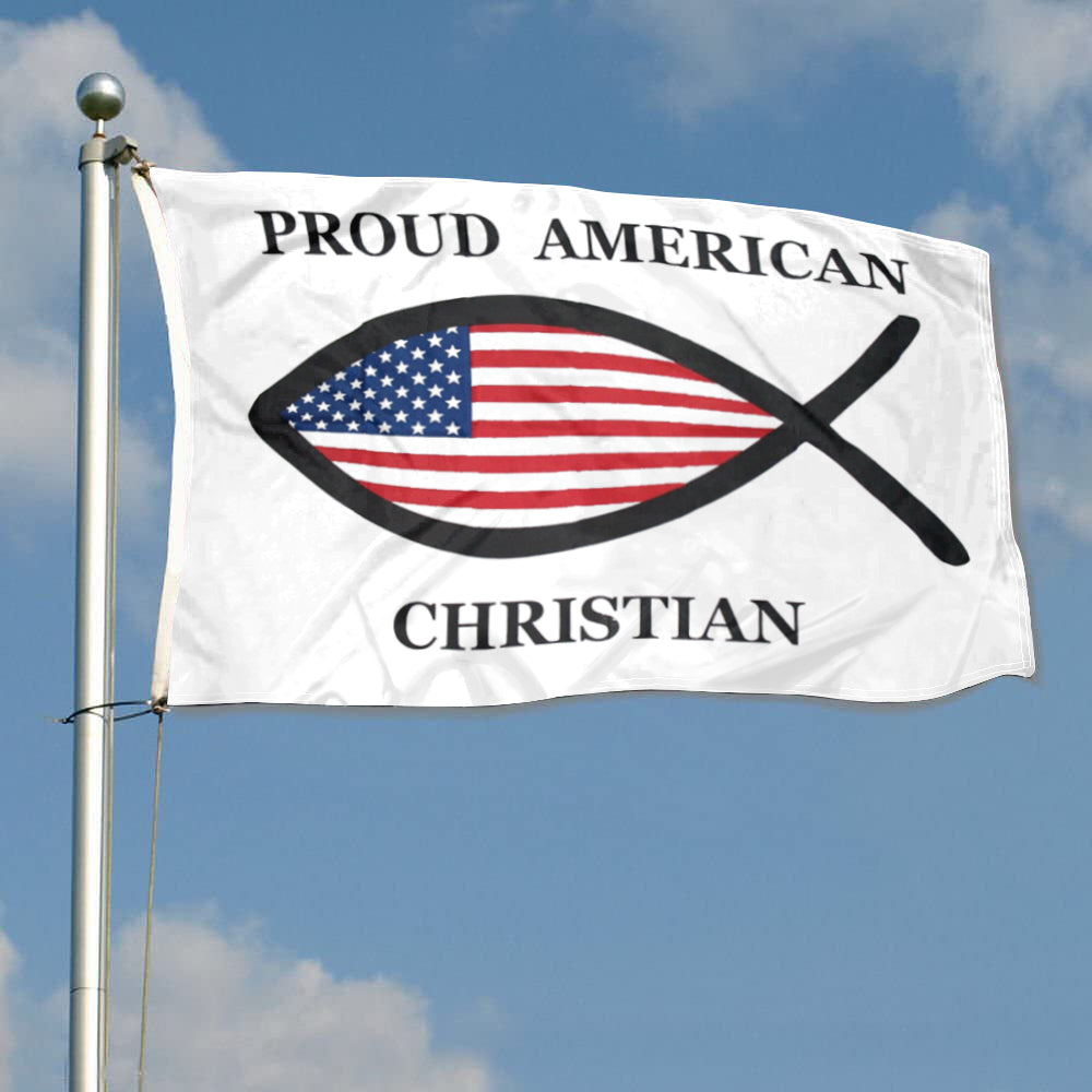 American Proud Christian Fish Jesus flag 3x5ft banner man cave