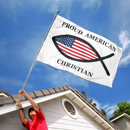 American Proud Christian Fish Jesus flag 3x5ft banner man cave