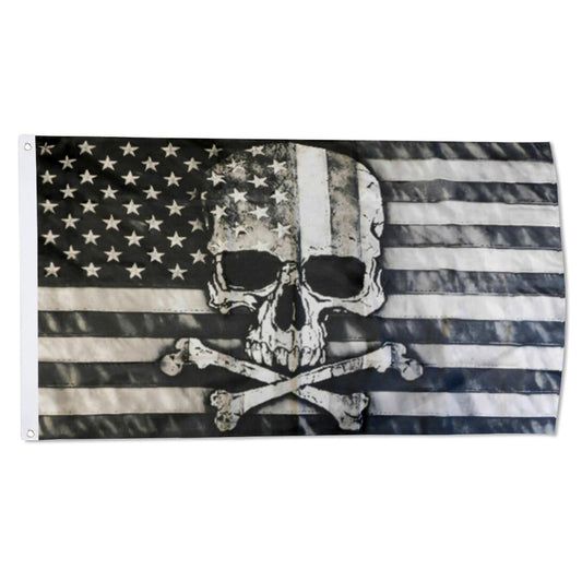 American Skull & Bones Black & Grey flag 3x5ft banner man cave