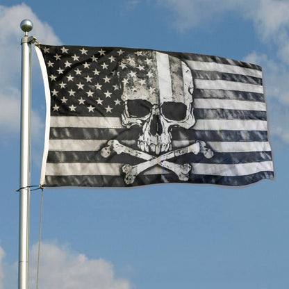American Skull & Bones Black & Grey flag 3x5ft banner man cave