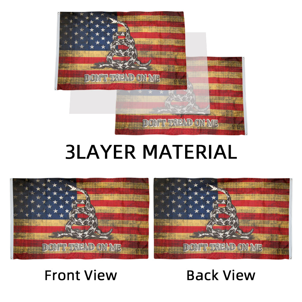 American Gadsden Don't Tread On Me Vintage flag 3x5ft banner man cave