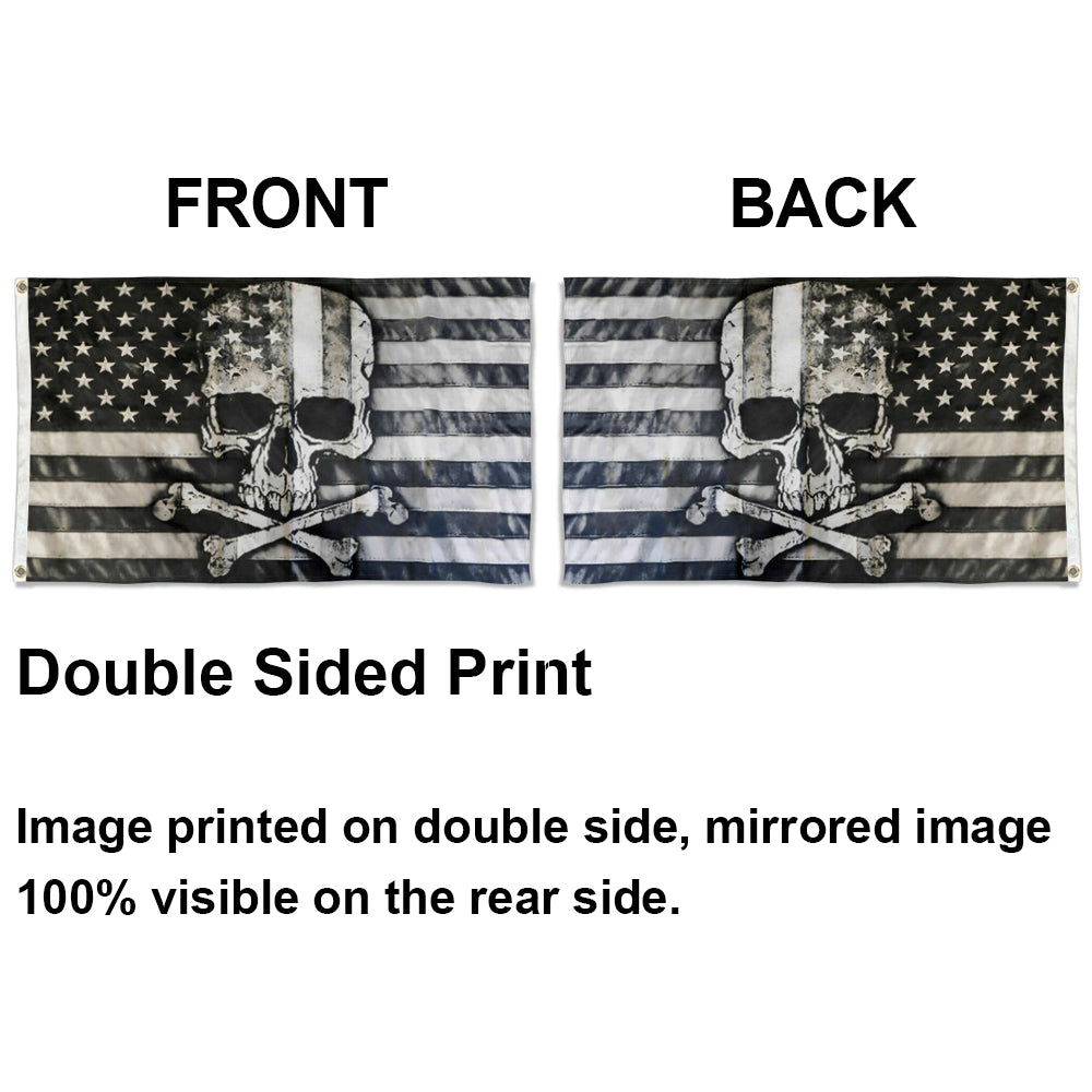 American Skull & Bones Black & Grey flag 3x5ft banner man cave