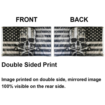 American Skull & Bones Black & Grey flag 3x5ft banner man cave