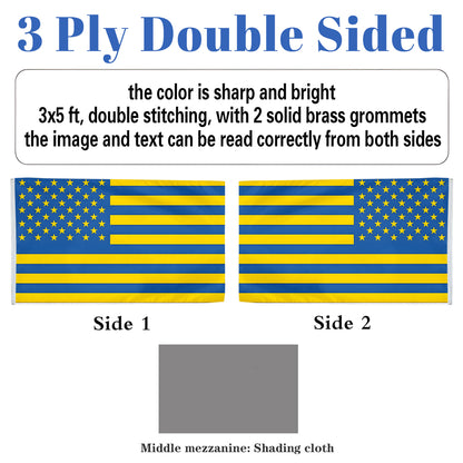 American Ukrainian flag 3x5ft banner man cave
