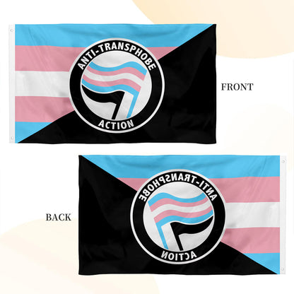 Anti-Transphobe Antifascist Antifa flag 3x5ft banner man cave