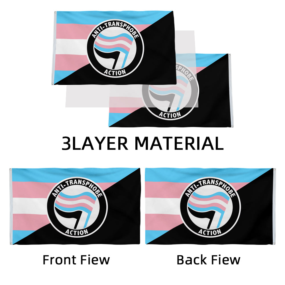 Anti-Transphobe Antifascist Antifa flag 3x5ft banner man cave