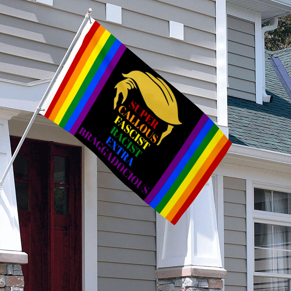 Anti Trump Super Callous Fascist Racist Extra Braggadocious Rainbow Black flag 3x5ft banner man cave