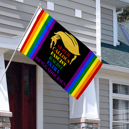 Anti Trump Super Callous Fascist Racist Extra Braggadocious Rainbow Black flag 3x5ft banner man cave