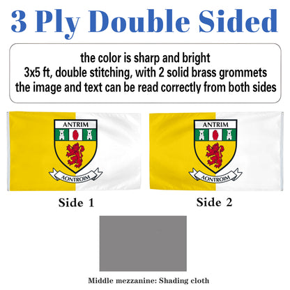 Antrim County Coat of Arms Ireland flag 3x5ft banner man cave