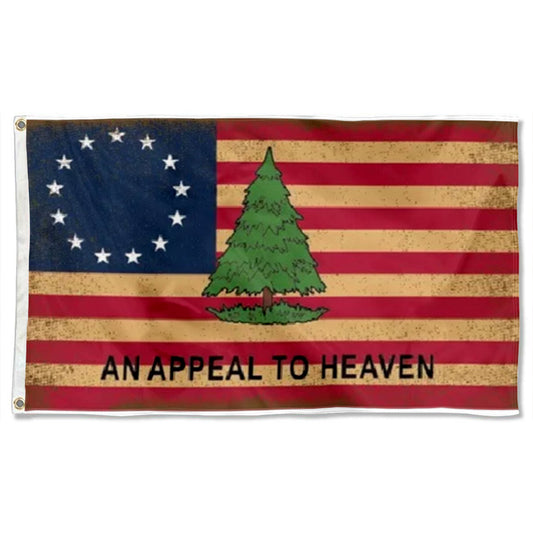 Betsy Ross Appeal To Heaven Vintage Tea Stained flag 3x5ft banner man cave