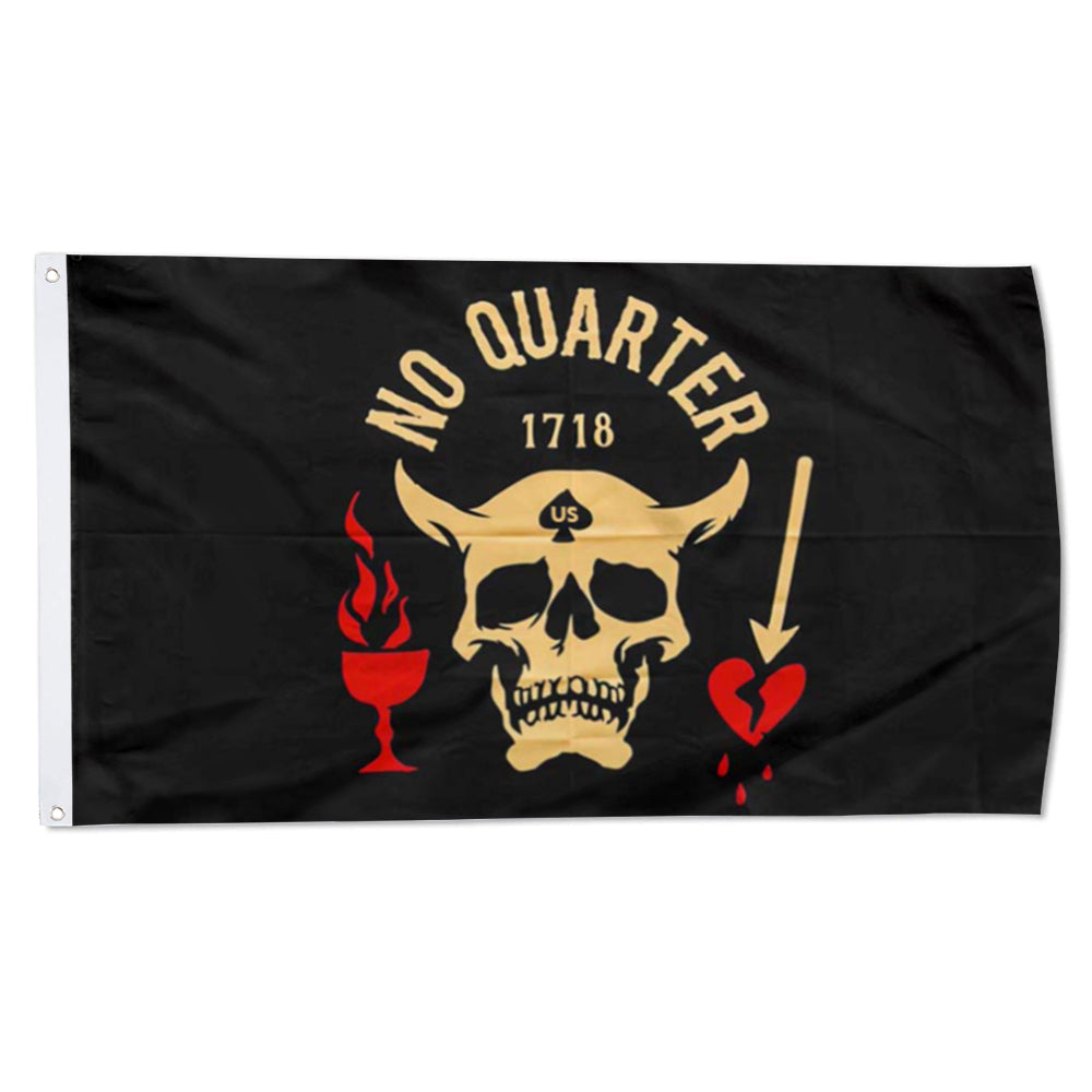 Blackbeard "No Quarter" flag 3x5ft banner man cave