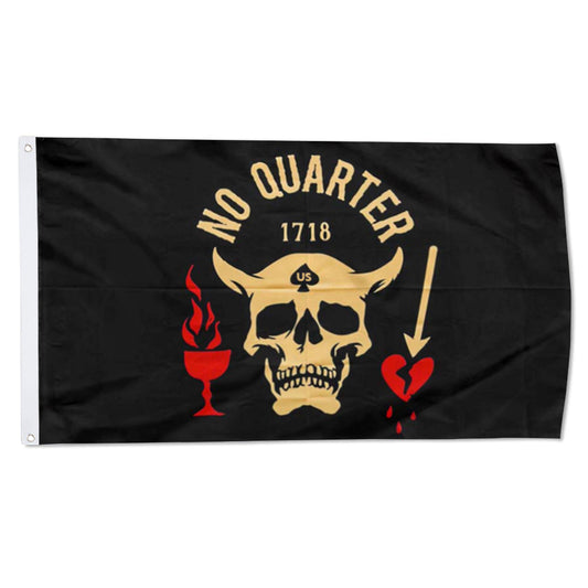 Blackbeard "No Quarter" flag 3x5ft banner man cave