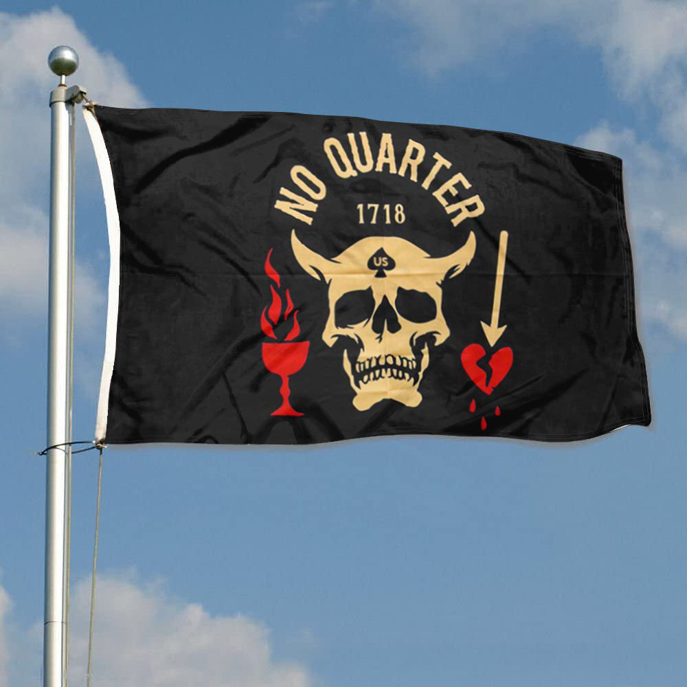 Blackbeard "No Quarter" flag 3x5ft banner man cave
